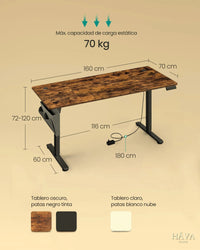 Häva Desk — Escritorio Elevable Eléctrico 160×70 cm - 7