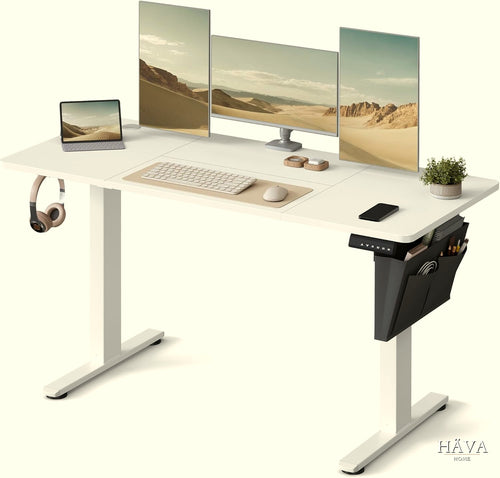 Häva Desk Ljus — escritorio elevable blanco en home office